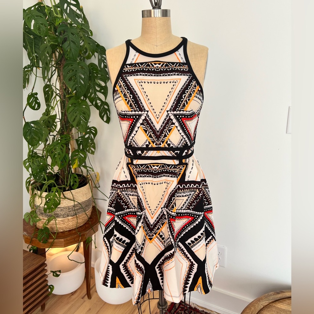 Mossimo Supply Co. Geometric Patterned Dress in Black, White, and Orange NWOT